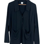 CAbi  Elemental‎ Topper Jacket XL Black Snap-Button V-Neck Shacket Stretch 6253 Photo 0