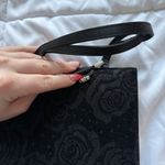 Vintage 90s Y2K Black Mini Purse Handbag Floral Roses Bow Shoulder Strap Photo 6