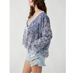 Free People Ethereal Romantic Cottage Eyelet Lace Anissa Bed Jacket Blue Large Photo 10