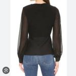 C/MEO COLLECTIVE  Black Sheer Sleeve Peplum Blouse Size L NWT‎ Photo 2