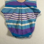 Speedo Vintage  1 Piece Swimsuit Striped Purple Blue White Size 6 Photo 3