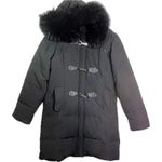 Larry Levine ‎ down, puffer coat with fox tail fur trim with flaws womens small Photo 0