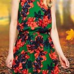 Vince Camuto Green Orange Sleeveless Keyhole Smocked Floral Mini Blouson Dress Photo 8