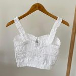 ZARA NWT Organic Sweetheart Ruffle Bow Smocked Cropped Tank Top in White - S Photo 7