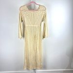 Boho Crochet Sheer Neutral Knit Dress M/L Coastal Cowgirl Beach Babe Festival Size M Photo 5