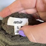 Aerie  Olive Green Open Knit Cropped Tank Top Crochet Festival Wide Strap XL Photo 6