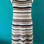American Eagle Striped Crochet Sweater Dress Tassel Tie Back Mini Cotton Size S Photo 2