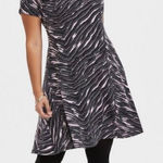 Torrid Dark Grey & Pink Zebra Hacci Mock Neck Trapeze Dress, Size 1X Photo 0