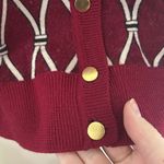 Talbots  Merino Wool  Crewneck Button Closure Cardigan burgundy Argyle size P Photo 4