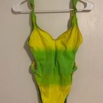 Vintage 90s Bikini One Piece Swimsuit Citrus Swim Neon Green Yellow Medium Photo 0