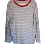 Rachel Parcell  Grey Striped Thermal PJ Shirt Women’s L Pajamas Waffle Knit Fall Photo 0