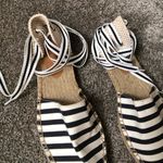 J.Crew NWOB D’Orsay Lace Up Espadrilles in Navy and White Stripe Size 7 US Shoe Photo 3