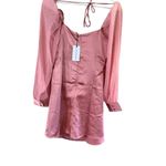 We Wore What  Pink Long Sleeve Asymmetrical Wrap Dress Photo 10