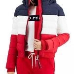 Tommy Hilfiger Tricolor Hooded Cropped Puffer Jacket Medium Photo 0