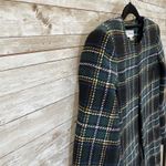 Calvin Klein Womens 2 Jacket Tweed Topper Coat Green Plaid Tartan Open Front Photo 3