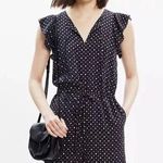 Madewell  Silk Sleeveless Open back Romper Black Beige Pattern Size Medium Photo 0