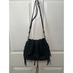 Rebecca Minkoff Rebecca‎ Minkoff Boho Fringe Moto Bucket Bag - Black Pebbled Leather Photo 1