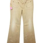 Replay women's size 28 mid rise stretch flare golden denim patch pocket jeans Tan Photo 0