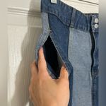 Polagram NWOT Maxi Denim Patchwork Two Tone Flare A-Line Skirt | size Medium Photo 3