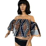 American Vintage Vintage Royal Native crop off or on the shoulder crop print top size small Photo 9