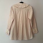 BURU Cream Pink Stripe Button Down Blouse Peter Pan Collar Women's size Medium Photo 4