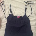 Edikted Linen Look Open Back Top Navy Photo 2