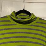 Lands' End  Size M Green Gray Stripe Long Sleeve Turtleneck Top Stretch Soft Photo 4