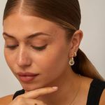 14K Gold Plated Convertible Chunky Hoop Earrings for Women | Cubic Zirconia Chunky Huggie Earrings | CZ Drop Dangle Earrings Photo 3