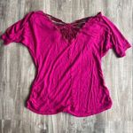 Deb Sequins Back Short Sleeve Blouse Magenta Small Photo 0
