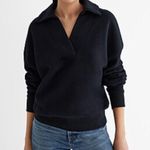 EXPRESS  Relaxed V Neck Fleece Polo Sweatshirt Size Small (Oversized) $68 Photo 0