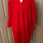 Vanity Fair vintage 90s cherry red fleece 3/4 sleeve snap pocket front robe. M Photo 0