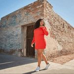 Puma New  Classic Ribbed Bodycon Dress Poppy Red Plus Size 2X Photo 10