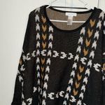 New directions Chic Black and Brown Fringe poncho Sweater Photo 3