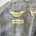 Weatherproof Vintage Blue & White Striped Washable Linen Tie Front Top | EUC Photo 6