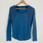 prAna  “Remi” dusty blue waffle texture ribbed pullover long sleeve top. Small. Photo 2
