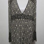 Free People Te Amo Black Print Bell Sleeve Medium Babydoll Tunic Top Bohemian Photo 1