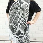 Vintage Deco Nouveau Verna Design B&W Square Cotton Scarf Black Photo 0