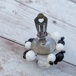 Vintage Clip On Earrings Large Black & White Cluster Stamped Germany 1 & 3/8" Photo 5