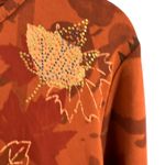 Quacker Factory  Womens Long Sleeve Shirt M Autumn Leaf Beaded Print New Photo 1