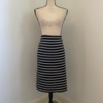 A New Day Striped Midi Skirt XL Black White Cotton Stretch Casual Mature Preppy Photo 2