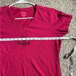 Life is Good Pink Short Sleeve V-Neck Blouse Half Full Wine Casual Large Photo 6