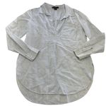 Sanctuary  Shirt Womens Small White Blue Striped Linen Blend‎ Button Pullover Top Photo 0