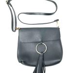 Black Crossbody Purse with Silver Ring and Tassel Photo 0