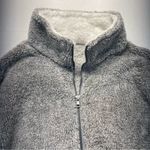 None Fleece Pullover women’s Medium Long Sleeve gray white half zip teddy sweatshirt Photo 1