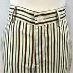 Kittenish ivory green and brown striped wide leg satin pants size small Photo 4