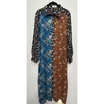 Natural Life  Maxi Dress Large Floral Boho Patchwork Long Sleeve Hippie Button Up Photo 3
