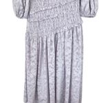 Wrong Side Of Right mauve smocked tiered modest 3/4 sleeve maxi dress XS Photo 3