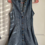 Olivaceous  button front denim mini dress size s Photo 0