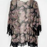 Daniel Rainn  Paisley Print Open Front Boho Fringe Cardigan Photo 0