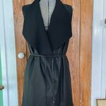Vince Long Waterfall Draped Black Leather Belted Tie Vest w/ Pockets - Sz XS Photo 15